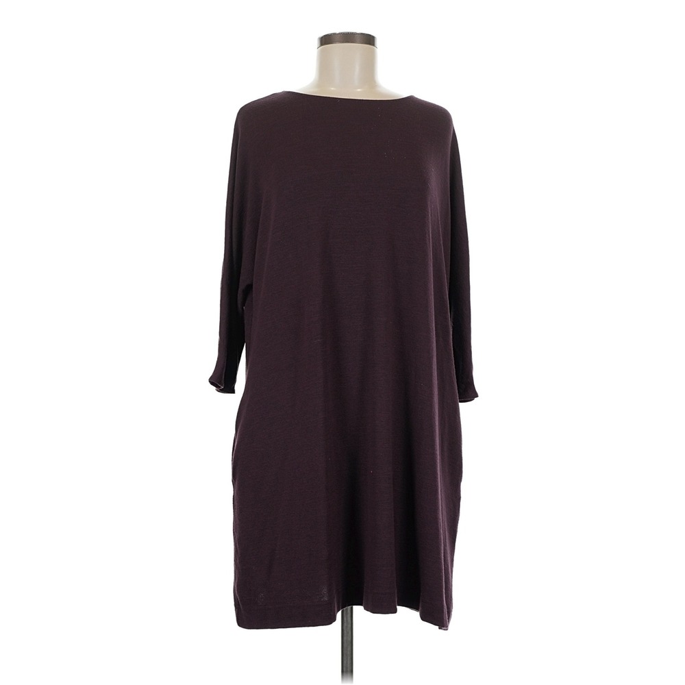 Wilfred Free Aritzia Knit Dress Women Medium Plum 3/4 Sleeve Oversized Pockets
